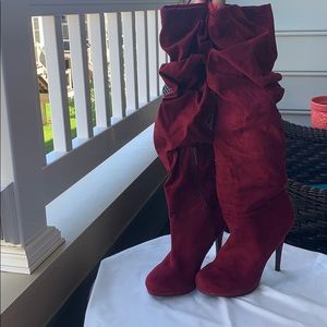 Maroon Knee High Boots